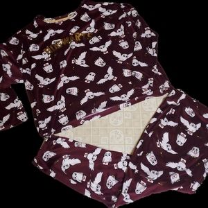 2 PIECE Harry Potter HEDWIG Owl Size 3XL PAJAMAS Top & Bottoms MINKY FLEECE Foil